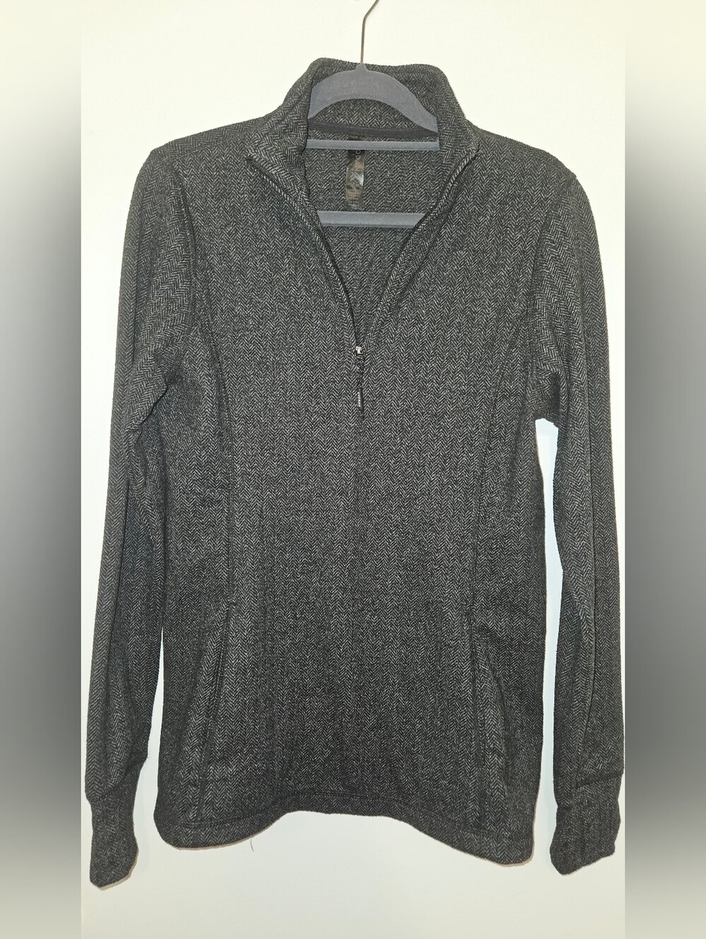 Kyodan Outdoor Women's Medium Gray Herringbone Quarter Zip Fleece Pullover